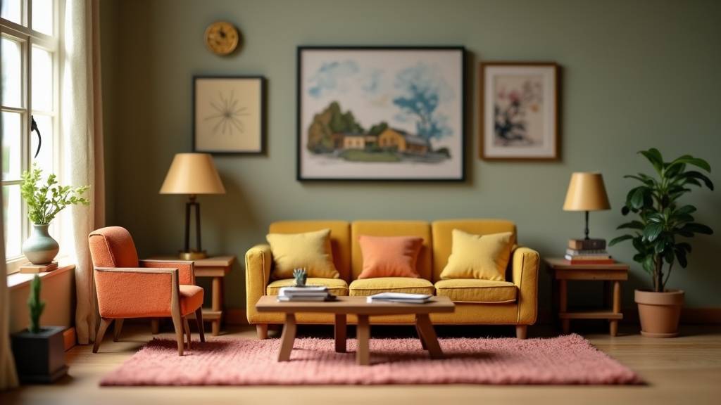 Éclairage d'ambiance dans un salon miniature
